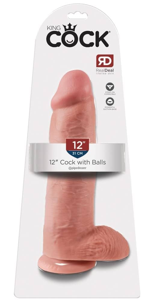 DILDO DE 12 PULGADAS CON TESTICULO KING COCK