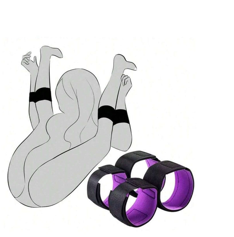 SET DE BONDAGE ESPOSAS AFELPADAS PARA MANOS Y TOBILLOS