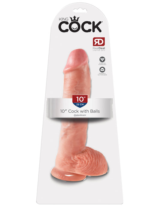 DILDO KING COCK 10 INCH CON TESTÍCULOS | REALISMO XXL PARA FANTASÍAS EXTREMAS