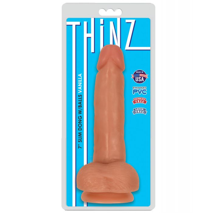 THINZ 7" DONG CON TESTÍCULOS | ESTILO DELGADO Y REALISTA MADE IN USA