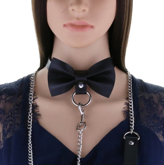 COLLAR BDSM CON MOÑO ROJO