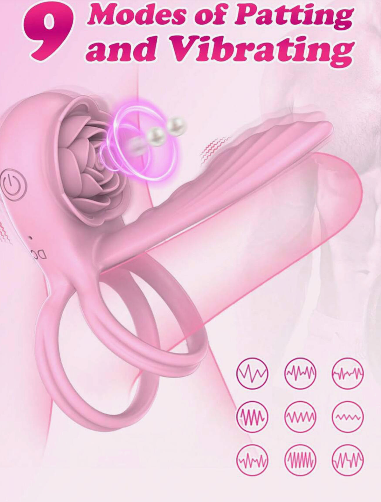 ANILLO VIBRADOR FLOR 9 MODOS – CON CONTROL REMOTO Y DOBLE ESTIMULACIÓN | DISPONIBLE EN ROSADO Y NEGRO
