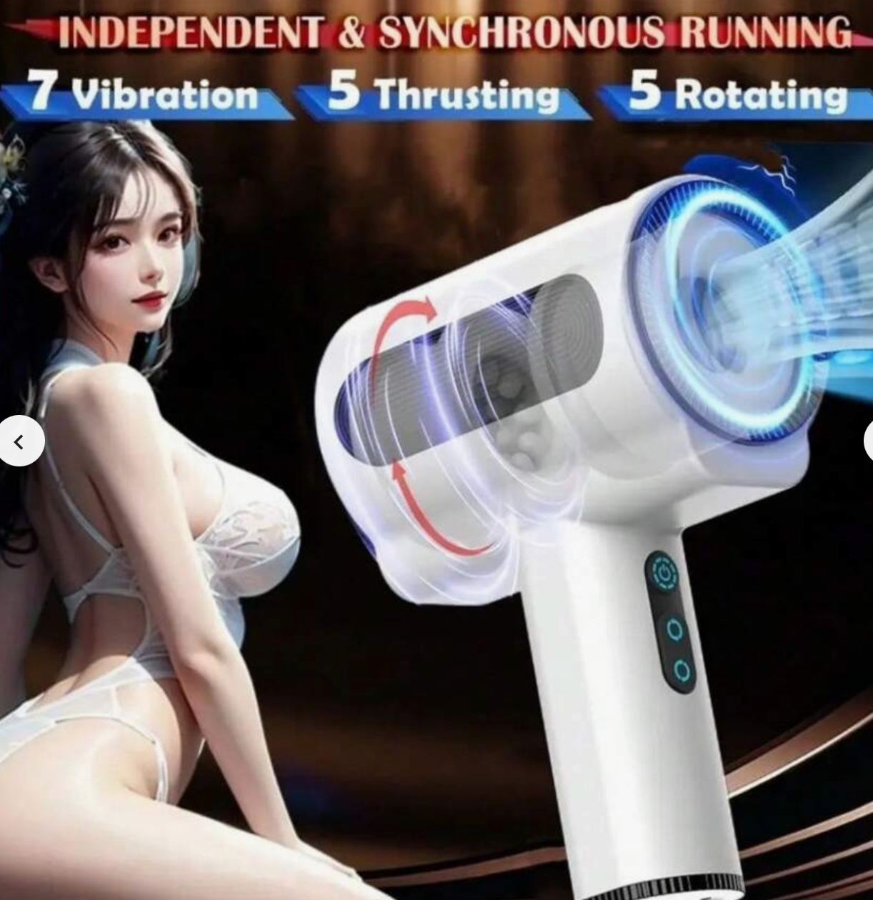 "LA TURBINA DEL PLACER "MASTURBADOR AUTOMÁTICO 7 VIBRACIONES, 5 EMPUJES Y 5 ROTACIONES – RECARGABLE Y POTENTE
