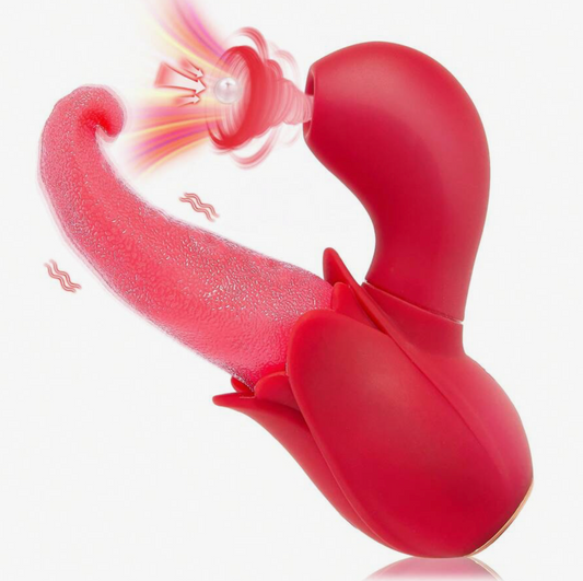 VIBRADOR LENGUA LAMIENDO + SUCCIONADOR CLITORIAL ANA 10 MODOS – RECARGABLE E IMPERMEABLE
