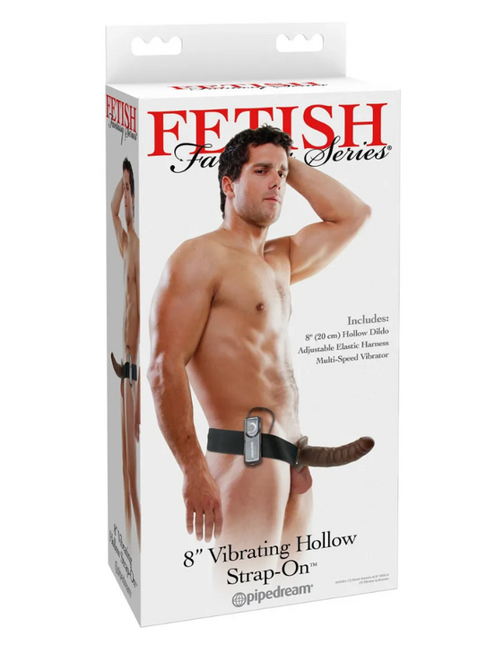 ARNÉS HUECO 8″ CON VIBRACIÓN – FETISH FANTASY SERIES (CAFÉ) STRAP-ON