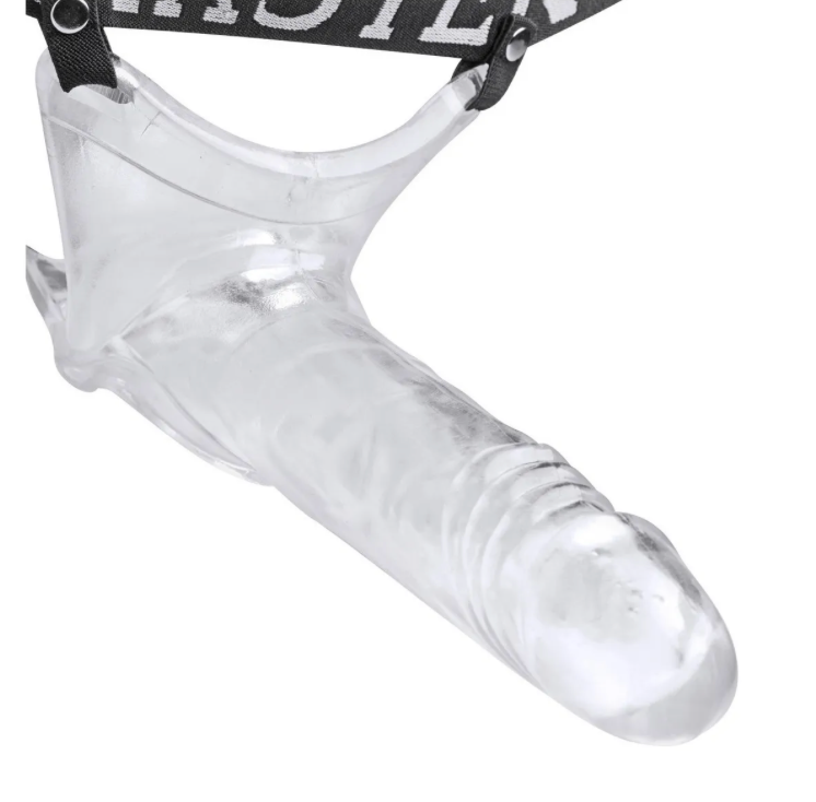 ARNÉS HUECO MASCULINO CON FUNDA REALISTA TRANSPARENTE – MASTER SERIES