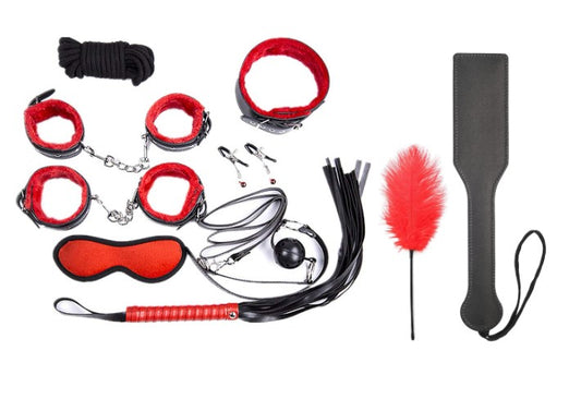 SET BONDAGE NEGRO Y ROJO