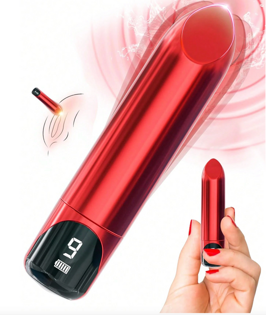 VIBRADOR MINI BALA ROJO – 9 VELOCIDADES CON PANTALLA LED | RECARGABLE, POTENTE Y DISCRETO