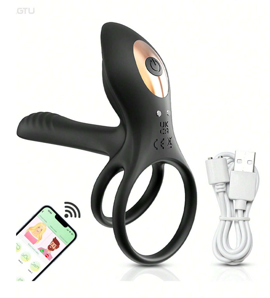 ANILLO VIBRADOR INTELIGENTE CON APP – DOBLE ARO Y ESTIMULADOR CLITORIAL | RECARGABLE, IMPERMEABLE Y PARA PAREJAS