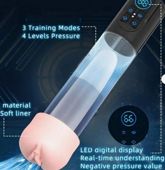 "EL GYM DEL PENE"ENTRENADOR DE POTENCIA MASCULINA CON SUCCIÓN INTELIGENTE Y PANTALLA LED – AUMENTO DE PRESIÓN Y ENTRENAMIENTO AUTOMÁTICO