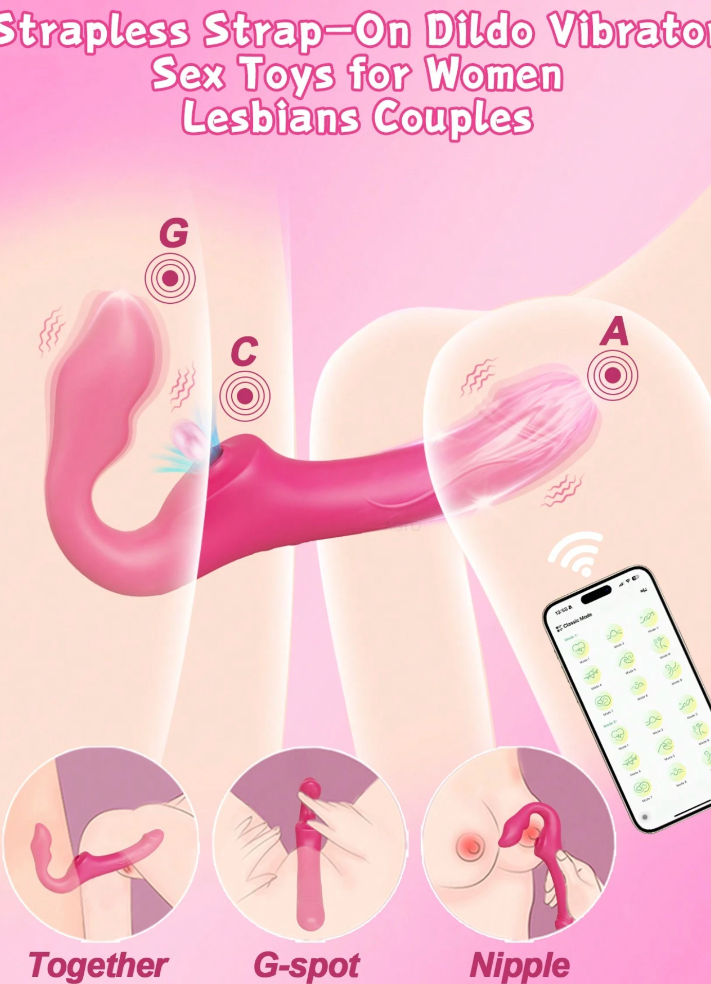LA SANSÓN ROSADA-DILDO VIBRADOR TRIPLE ESTIMULACIÓN CONTROLADO POR APP – EXPERIENCIA SIN ARNÉS PARA ELLAS Y ELLOS