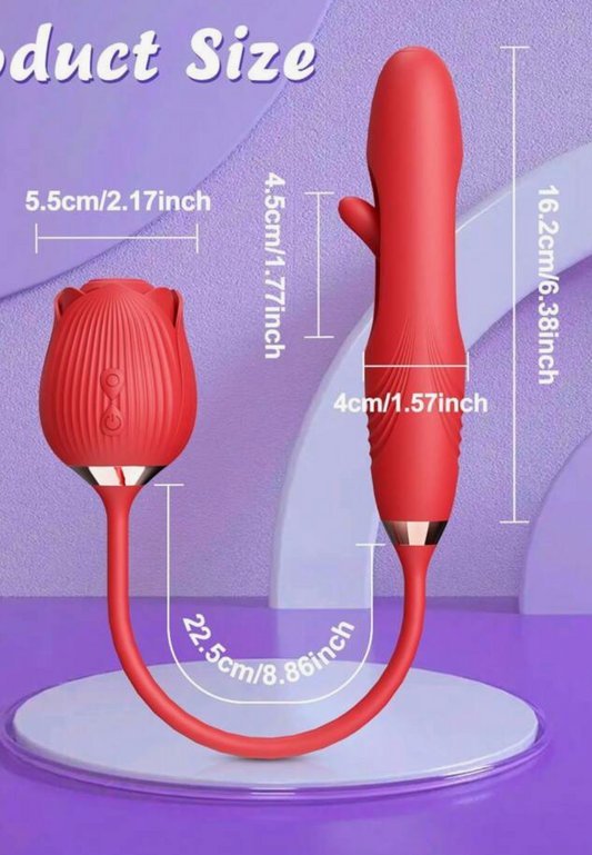 VIBRADOR DUAL EN FORMA DE ROSA CON CABLE FLEXIBLE PARA CLÍTORIS Y PUNTO G