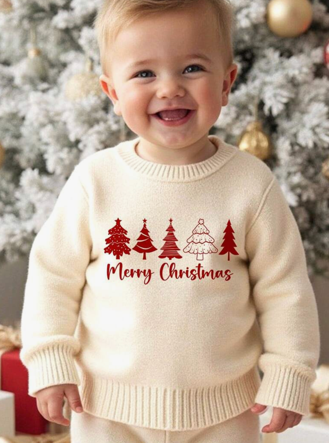 Suéter Navideño Beige Merry Christmas kid”