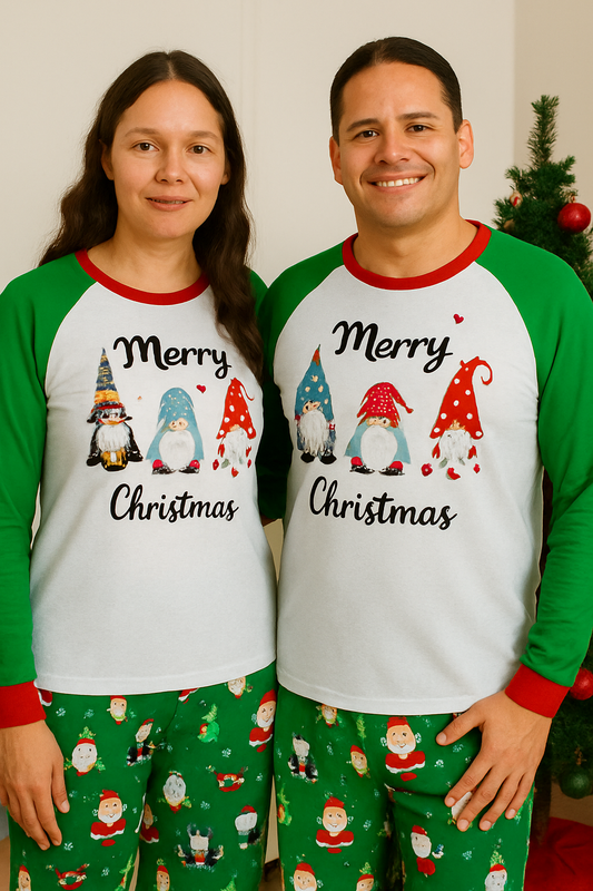 PIJAMAS NAVIDEÑAS ADULTO MERRY CHRISTMAS – GNOMOS VERDES AMALILI