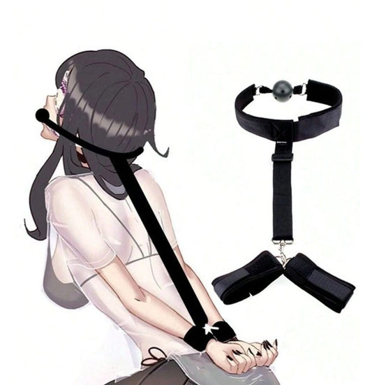 ESPOSAS DE AMARRE DE ESPALDA CON MORDAZA BONDAGE