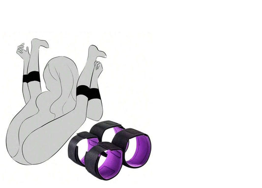SET DE BONDAGE ESPOSAS AFELPADAS PARA MANOS Y TOBILLOS
