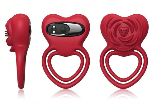 ANILLO VIBRADOR FORMA DE CORAZON USO DE APP ROJO