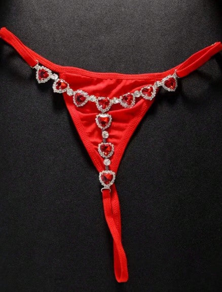 PANTY HILO ROJO CON DETALLE DE PIEDRAS
