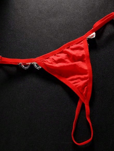 PANTY HILO ROJO CON DETALLE DE PIEDRAS