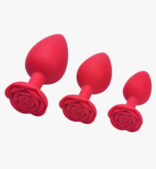 PLUG ANAL DE SILICONA MÉDICA COLOR ROJO POR TAMAÑOS