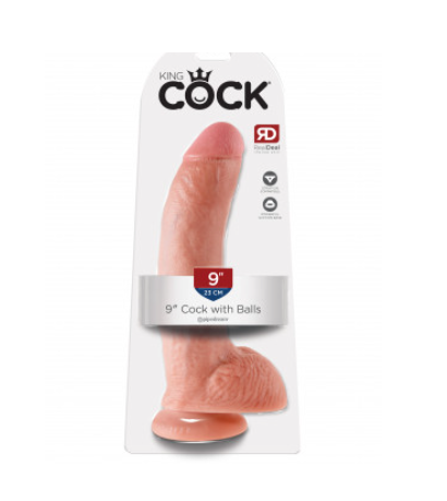DILDO REALISTA KING COCK 9” CON TESTÍCULOS – SUCCIÓN FUERTE Y TEXTURA NATURAL
