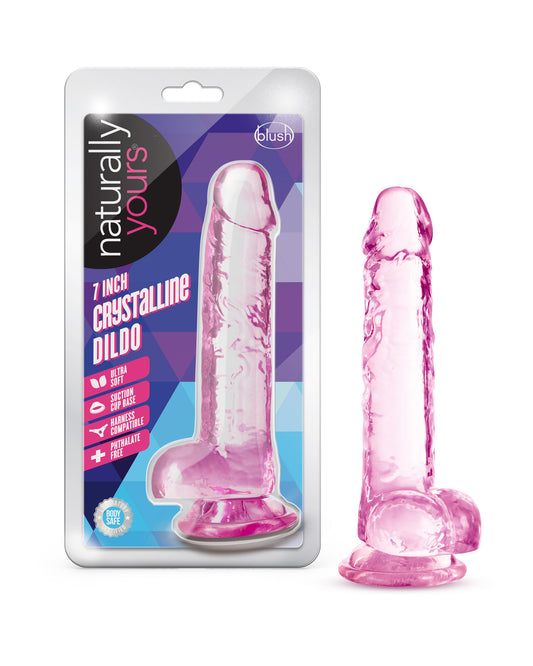DILDO BASICO CRISTALINO COLOR ROSA 7 INCH