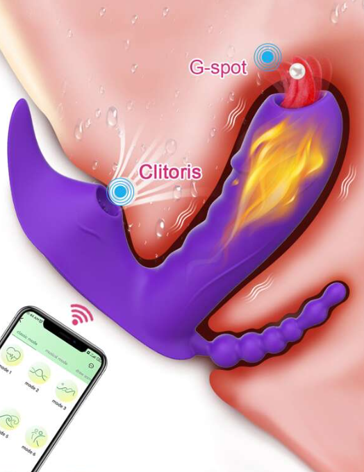 VIBRADOR 3 EN 1 ESTIMULADOR MORADO CON APP