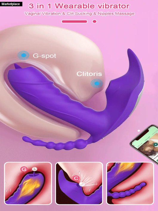 VIBRADOR 3 EN 1 ESTIMULADOR MORADO CON APP