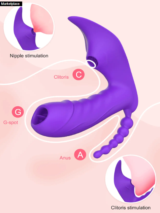 VIBRADOR 3 EN 1 ESTIMULADOR MORADO CON APP