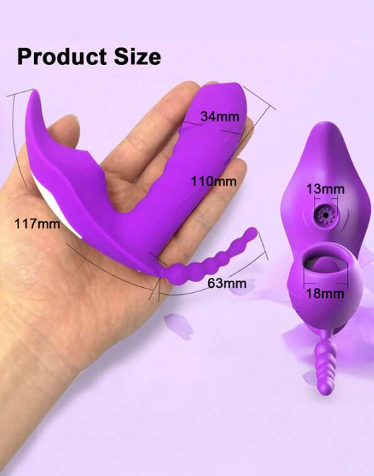 VIBRADOR 3 EN 1 ESTIMULADOR MORADO CON APP