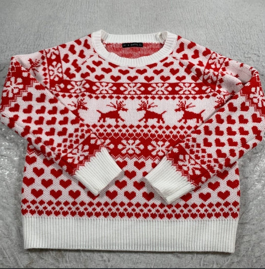 🧣 SUÉTER NAVIDEÑO CORAZONES Y RENOS – EDICIÓN ROMÁNTICA