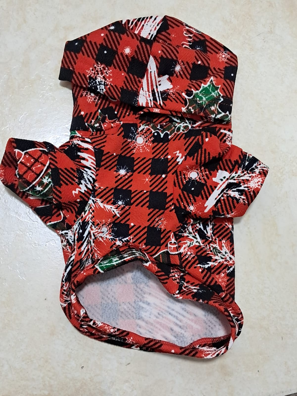 🎅 SUDADERA NAVIDEÑA DE CUADROS ROJOS PARA MASCOTAS XS