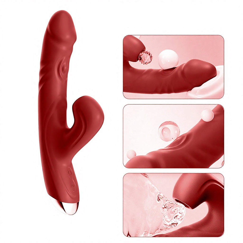 Vibrador succionador doble estimulación punto G y clítoris recargable