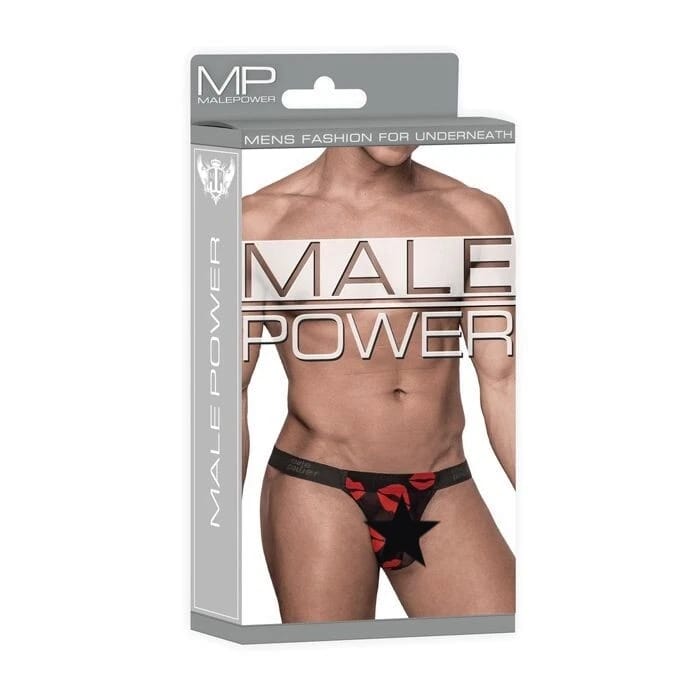 Male Power – Tanga Masculina "Kiss Me" | Estampado de Labios Rojos