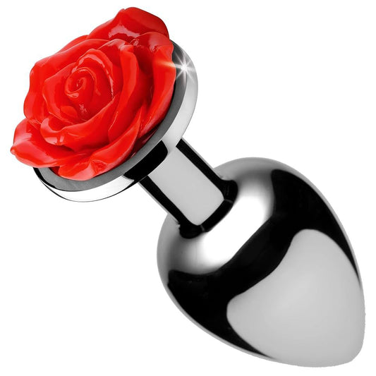 PLUG METÁLICO CON ROSA ROJA – ELEGANCIA Y PLACER