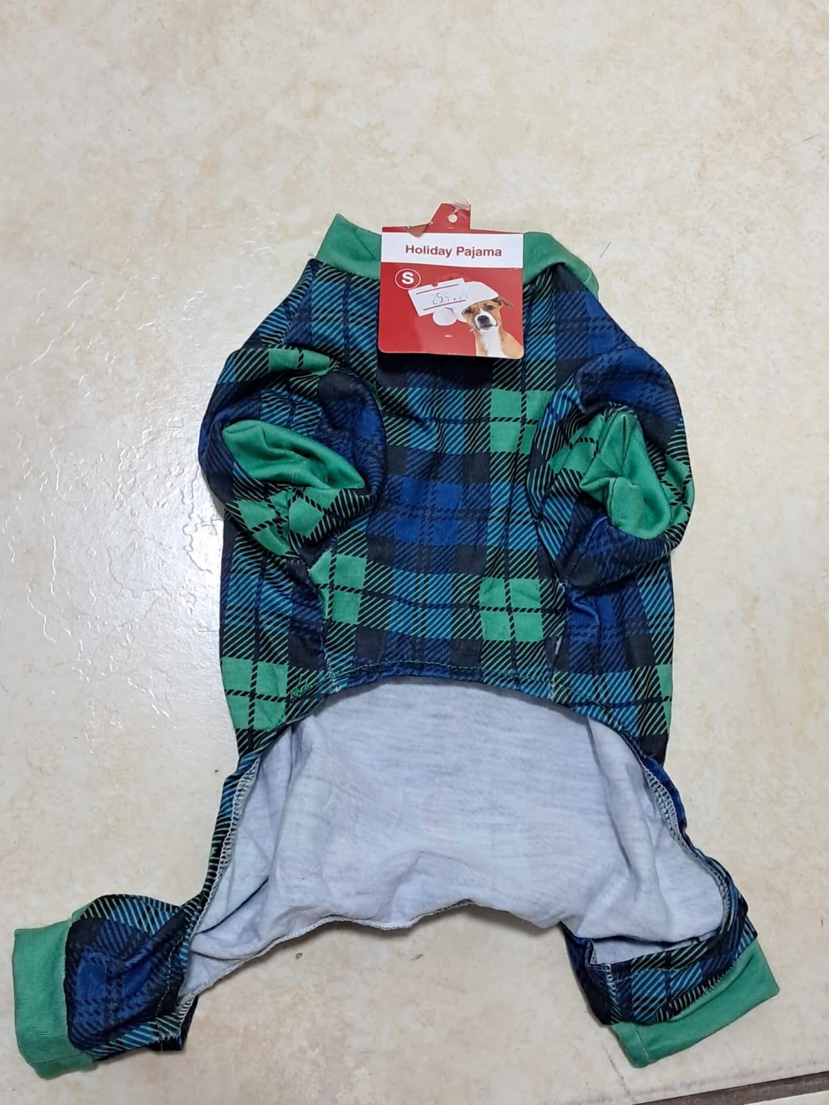 💚 PIJAMA VERDE Y AZUL DE CUADROS PARA MASCOTAS – HOLIDAY PAJAMA