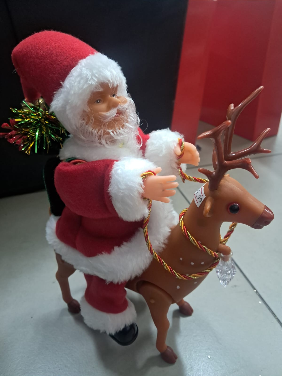 🎅🦌 SANTA CLAUS MONTADO EN RENITO – FIGURA NAVIDEÑA ANIMADA / DECORATIVA