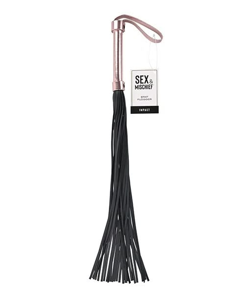 Látigo Flogger Sex & Mischief – Negro con Mango Rose Gold