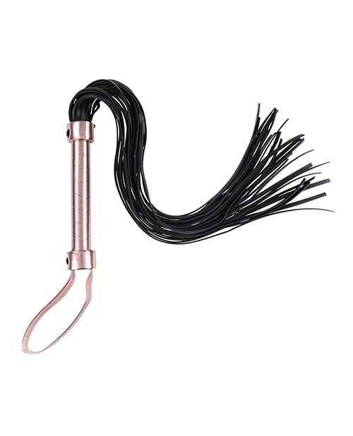 Látigo Flogger Sex & Mischief – Negro con Mango Rose Gold