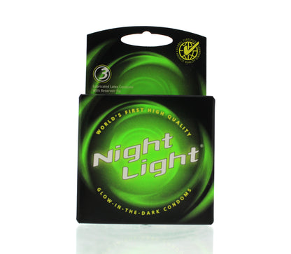 Condones night light glow in the dark lubricados x3 unidades