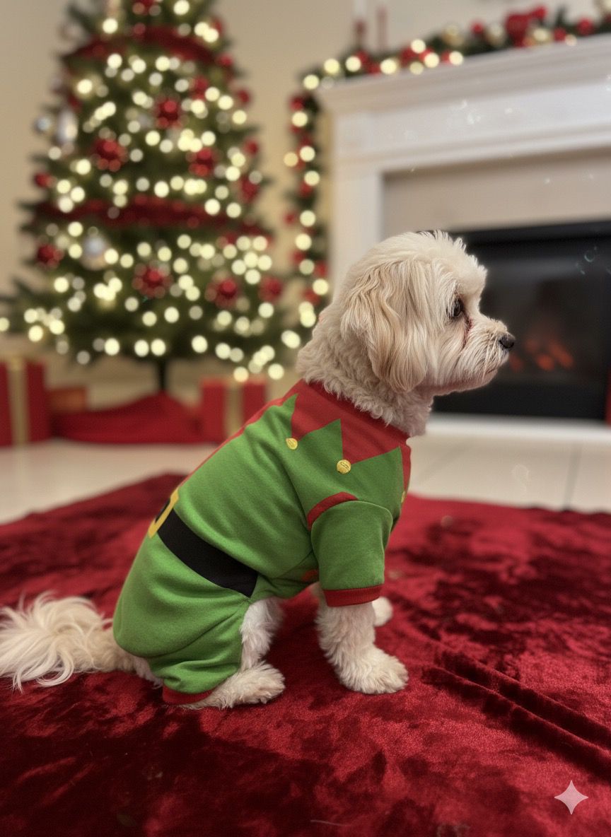 🎁 TRAJE NAVIDEÑO DE DUENDE PARA MASCOTAS
