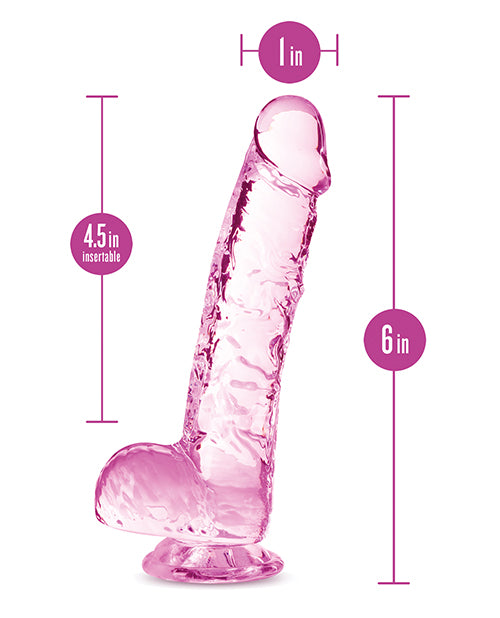 DILDO TRANSPARENTE NATURALLY YOURS 6” | FLEXIBLE, REALISTA Y CON BASE DE SUCCIÓN ROSADO