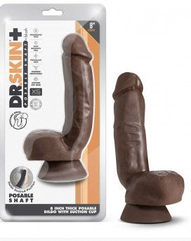 DILDO GRUESO CON TESTICULOS 8 INCH POSABLE SHAFT BASICO