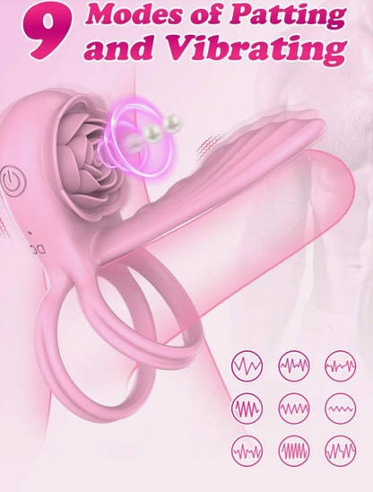 ANILLO VIBRADOR FLOR 9 MODOS – CON CONTROL REMOTO Y DOBLE ESTIMULACIÓN | DISPONIBLE EN ROSADO Y NEGRO