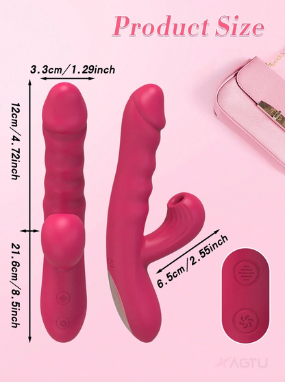 VIBRADOR JESSY 2 EN 1 EMPUJE Y SUCCIÓN – ORGASMOS DOBLES 💖💦