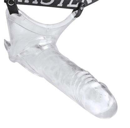ARNÉS HUECO MASCULINO CON FUNDA REALISTA TRANSPARENTE – MASTER SERIES