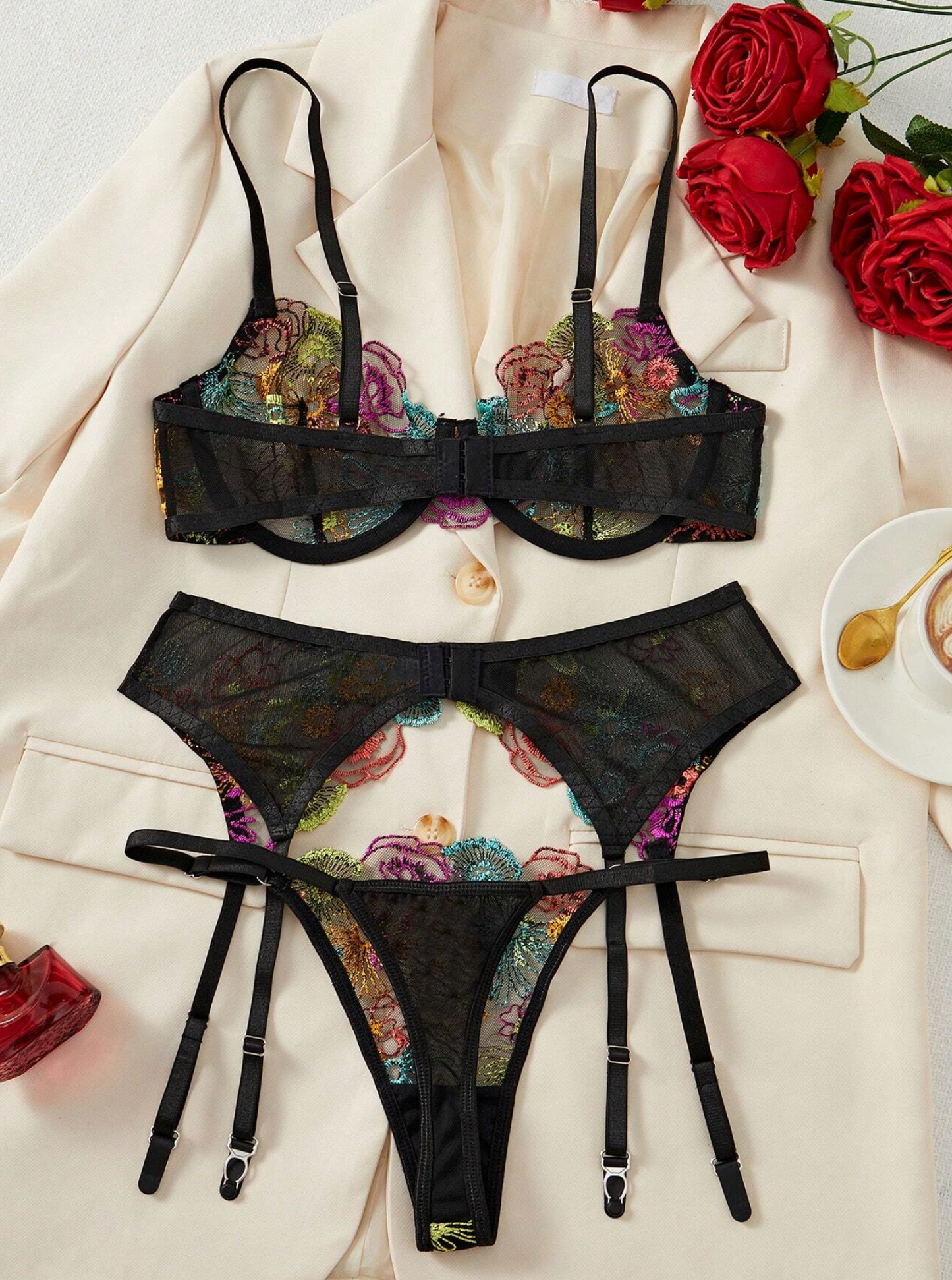 SET LENCERIA SEXY BLONDA DE COLORES