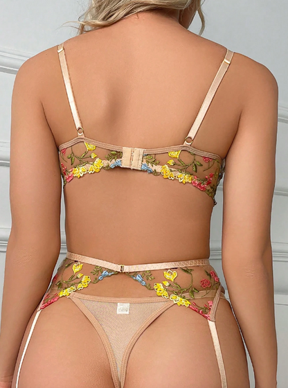 SET LENCERIA SEXY ENCAJE FLORAL