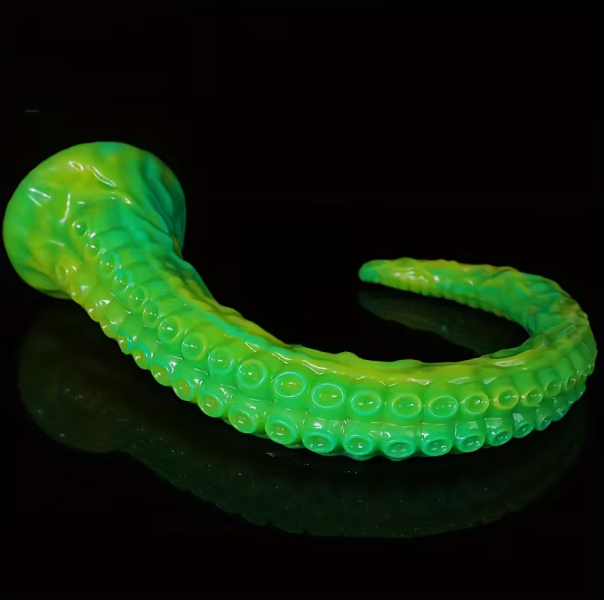 CONSOLADOR TENTÁCULO VERDE FLEXIBLE 37 CM CON VENTOSA – MODELO TEXTURA RELIEVE S