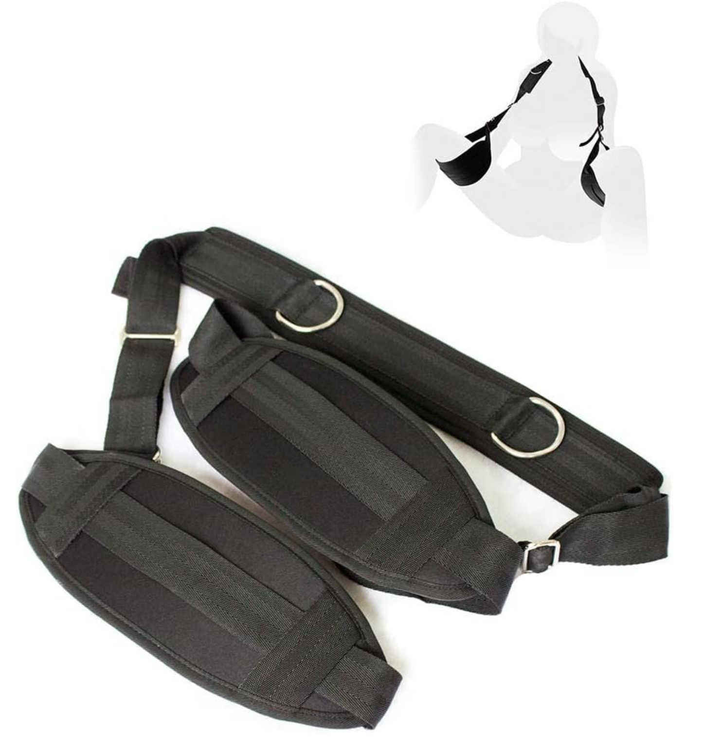 ARNÉS DE SUSPENSIÓN AJUSTABLE PARA PIERNAS Y CUELLO CONTROL TOTAL– KIT DE RESTRICCIÓN ACOLCHADO NEGRO